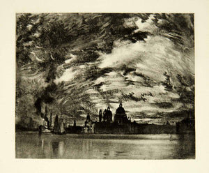 1905 Photogravure Venice Italy Cityscape Sunset Architecture Joseph XEJA6