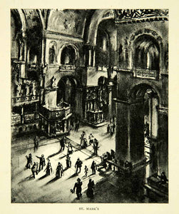 1905 Print Saint Mark's Basilica San Marco Interior Joseph Pennell XEJA6