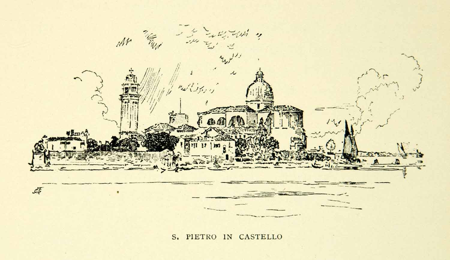 1905 Print San Piertro Castello Island Venice Italy Joseph Pennell XEJA6