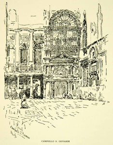 1905 Print Campiello Santi Giovanni e Paolo Church Venice Joseph Pennell XEJA6