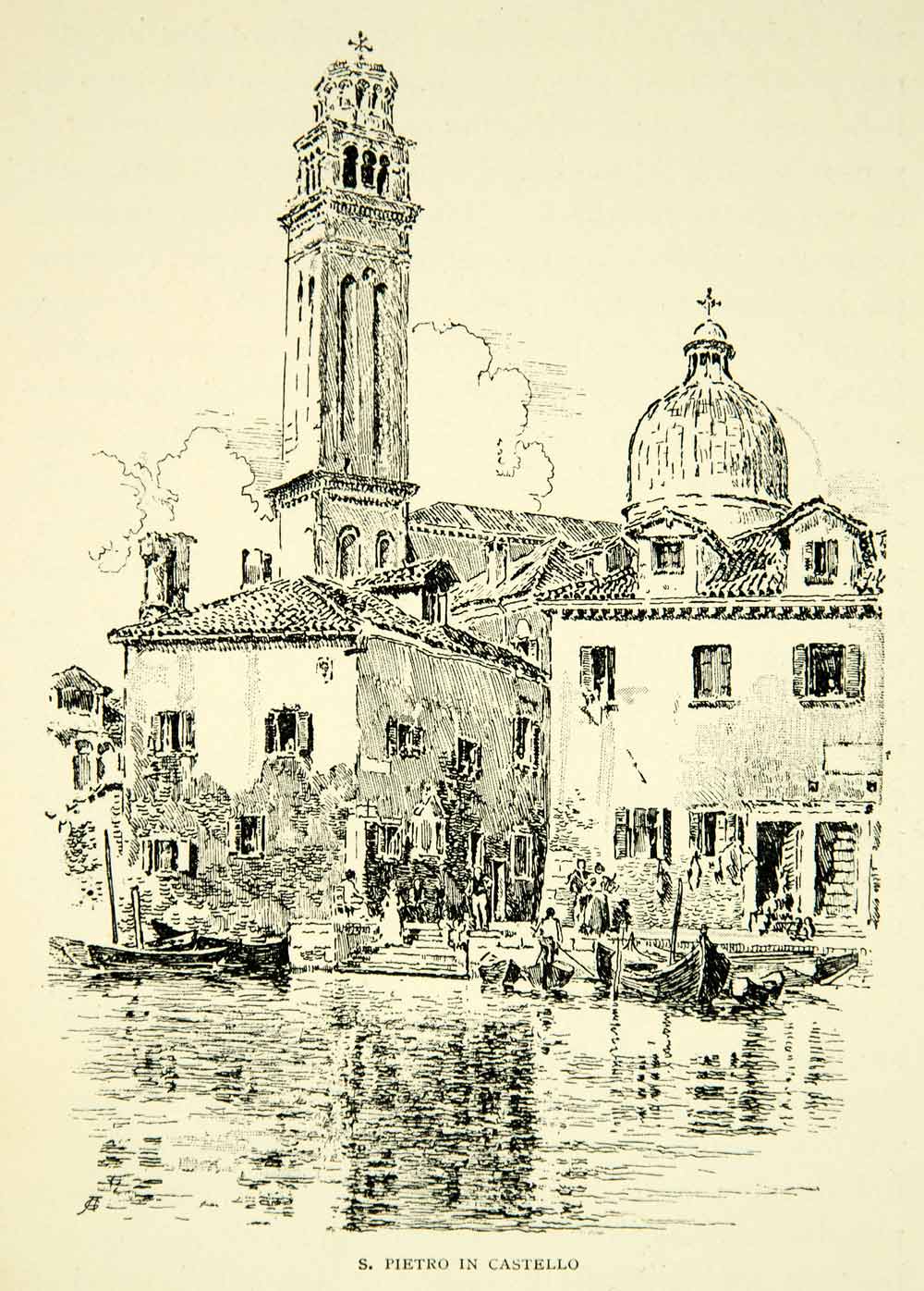 1905 Print Basilica di San Pietro di Castell Church Venice Joseph Pennell XEJA6