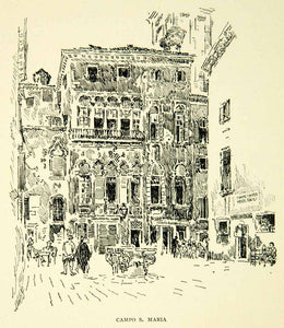 1905 Print Campo Santa Maria Venice Buildings Joseph Pennell Art XEJA6