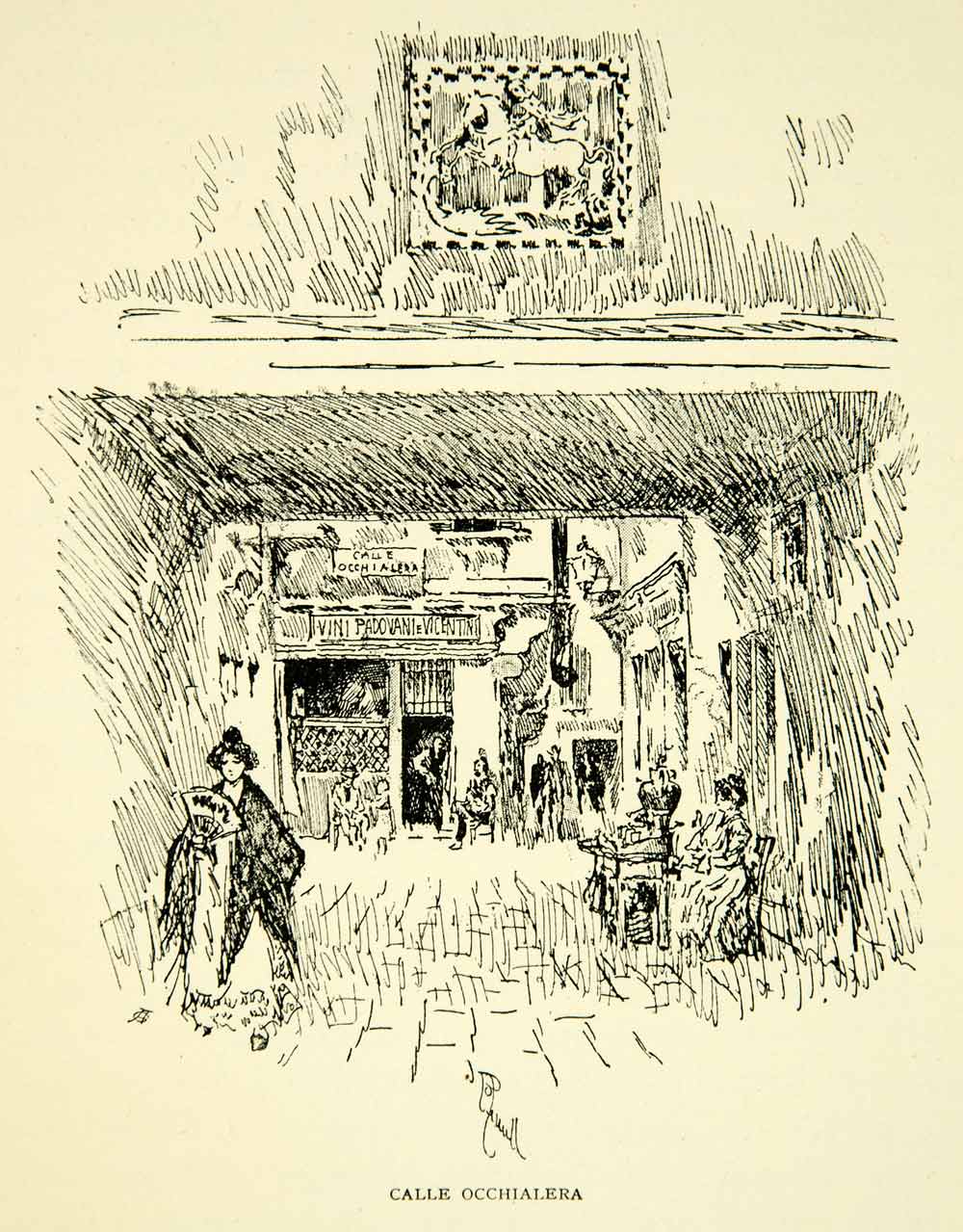 1905 Print Calle Occhialera Venice Street Scene Joseph Pennell Art XEJA6