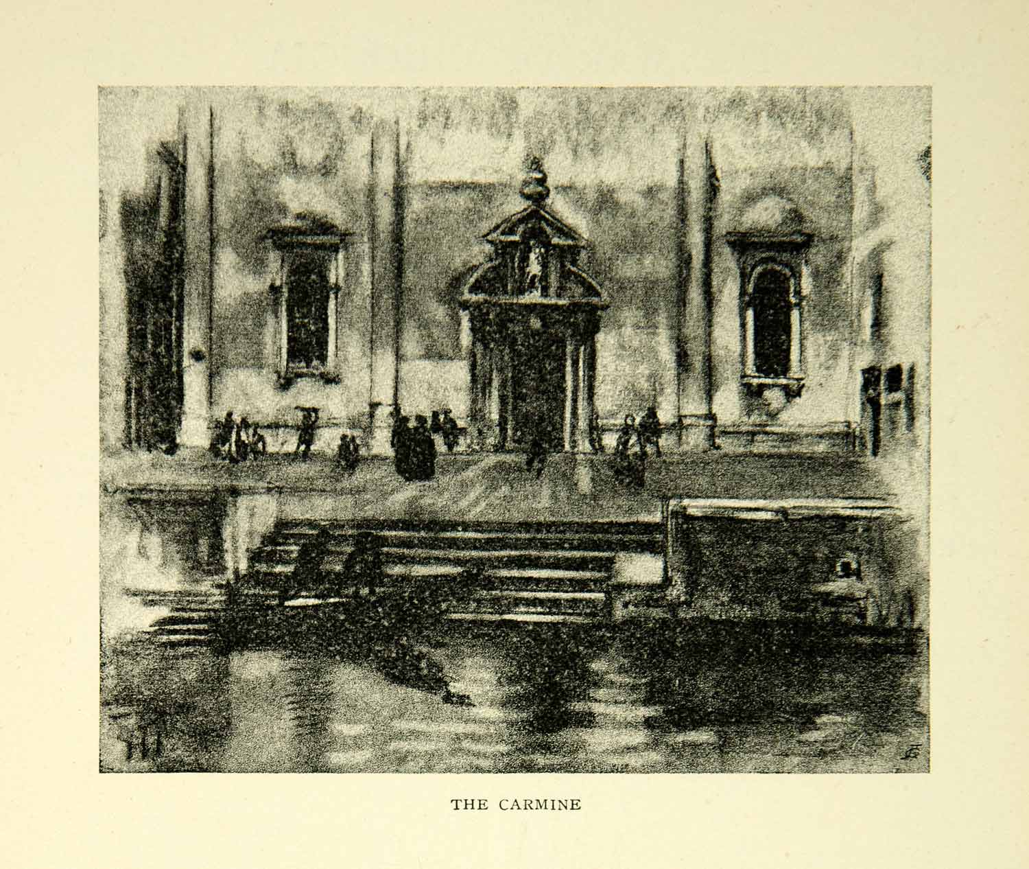 1905 Print Santa Maria dei Carmini Church Door Venice Italy Joseph Pennell XEJA6