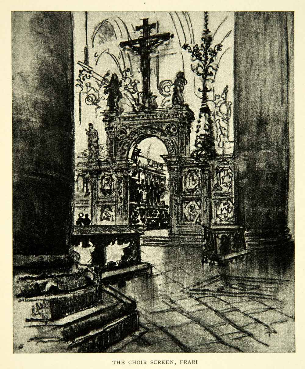 1905 Print Choir Screen Santa Maria Gloriosa dei Frari Venice Joseph XEJA6