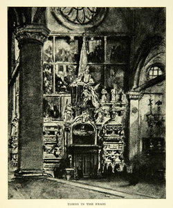 1905 Print Basilica Santa Maria Gloriosa dei Frari Tombs Venice Joseph XEJA6
