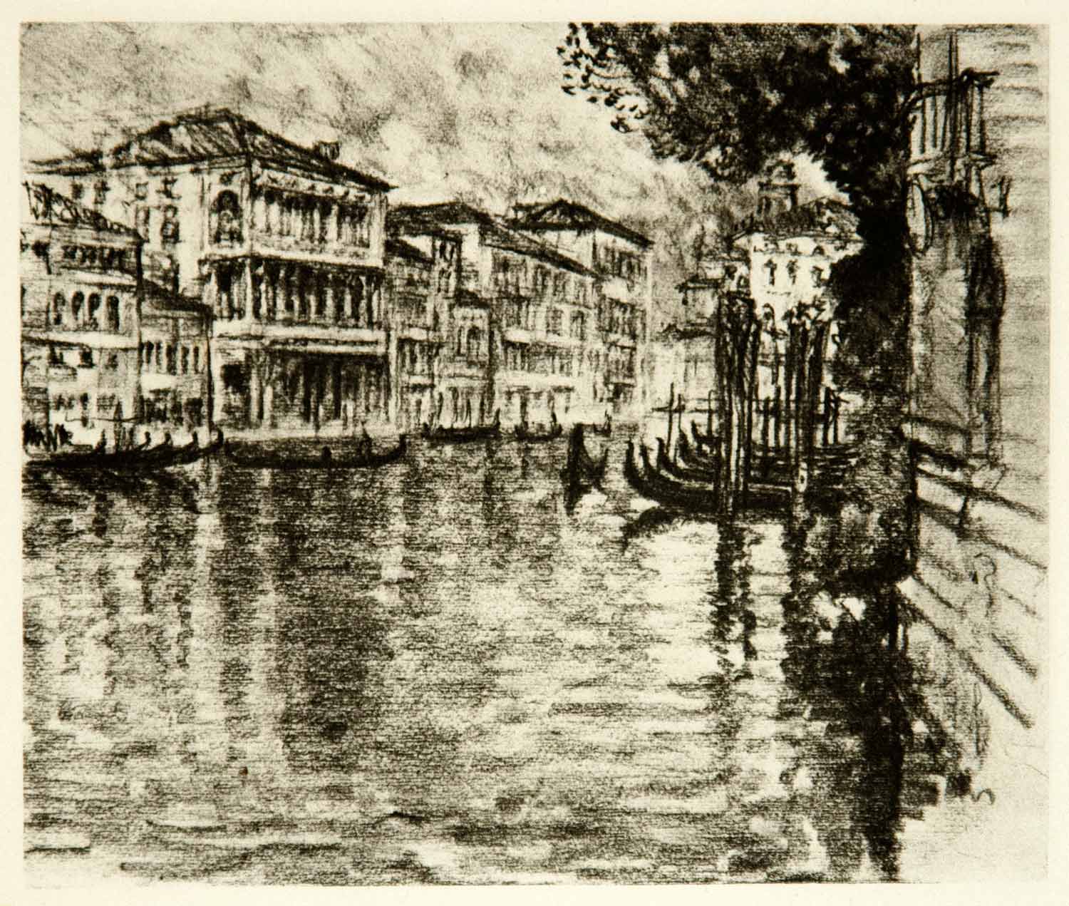 1905 Photogravure Ca' Rezzonico Palazzo Grand Canal Venice Joseph Pennell XEJA6