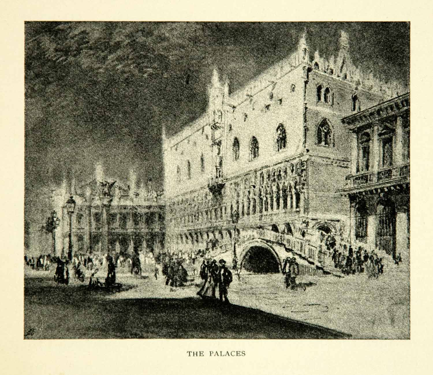 1905 Print Doge's Palace Palazzo Ducale Venice Architecture Joseph Pennell XEJA6