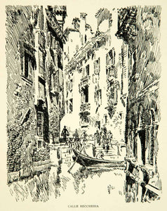 1905 Print Calle Beccheria Canal Street Venice Architecture Joseph Pennell XEJA6