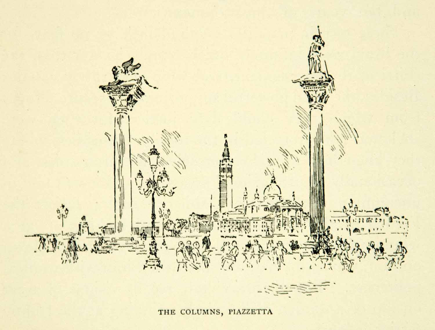 1905 Print Columns Piazza San Marco St. Mark's Square Venice Joseph XEJA6 - Period Paper
