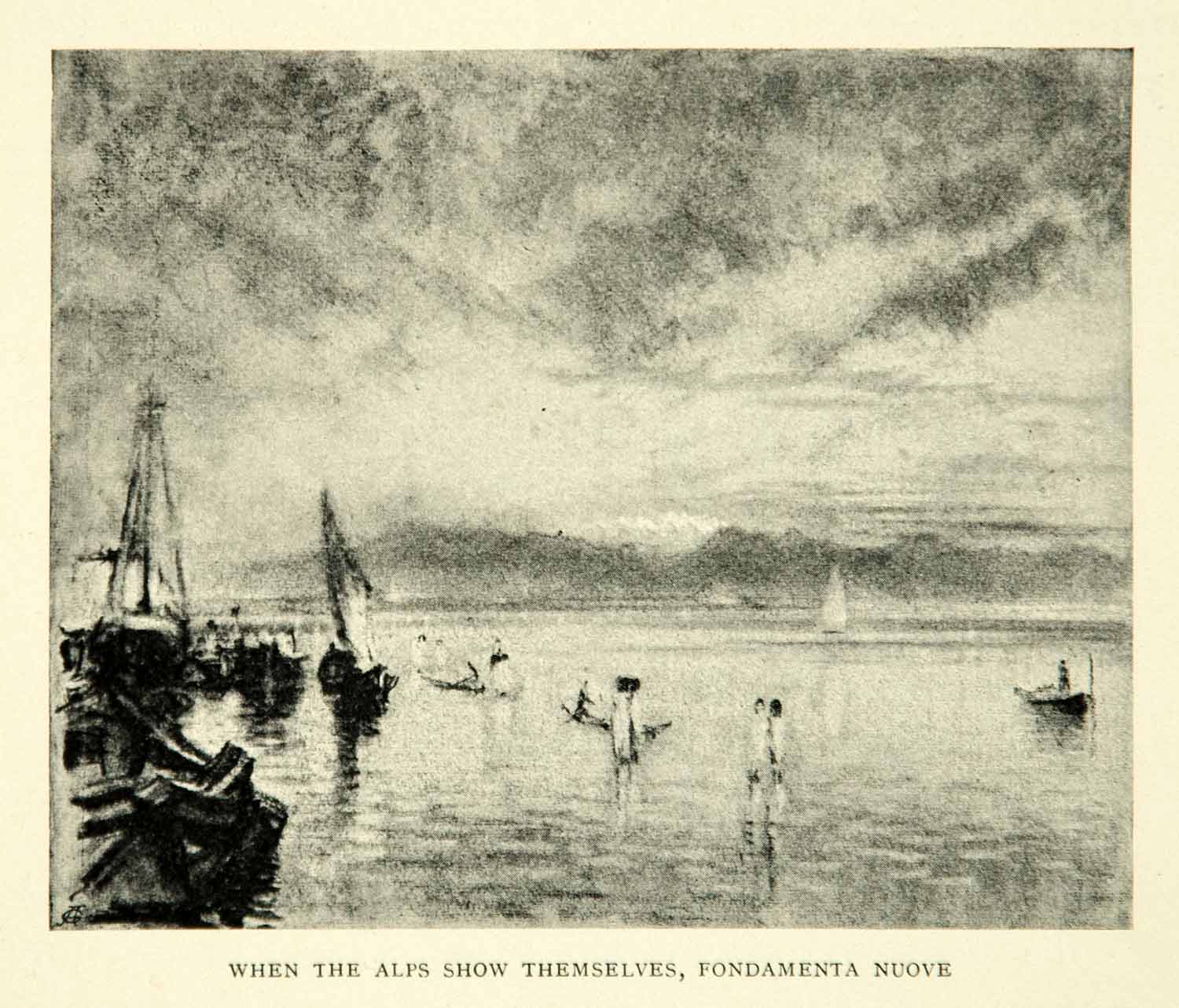 1905 Print Fondamenta Nuove View Alps Venice Venetian Lagoon Joseph XEJA6