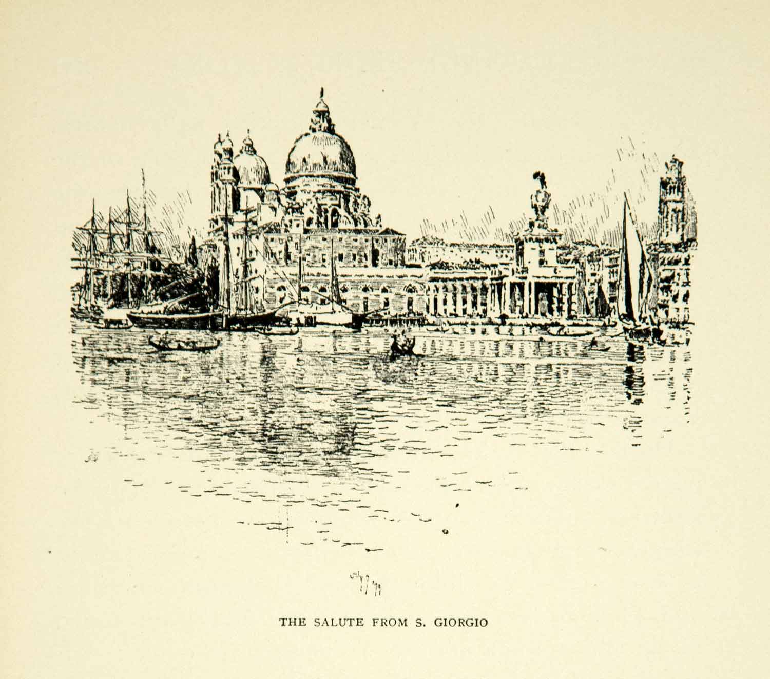 1905 Print Basilica di Santa Maria della Salute Venice Church Joseph XEJA6