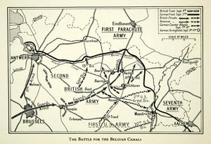 1952 Lithograph World War Two Western Front Belgian Canals Battle Belgium XEJA8