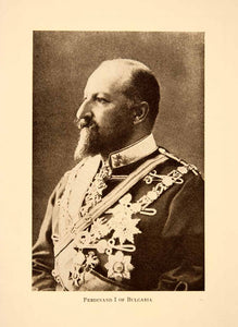 1918 Print Bulgaria Ruler Tsar Ferdinand I Military Uniform Badges Portrait XEK5