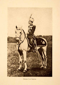 1918 Print Liberator King Peter I Serbia Ruler Horseback Riding Portrait XEK5