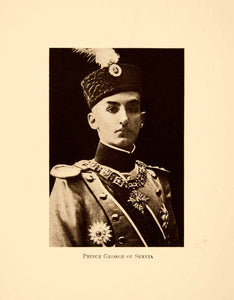 1918 Print Crown Prince George Serbia Military Uniform Royalty Portrait XEK5