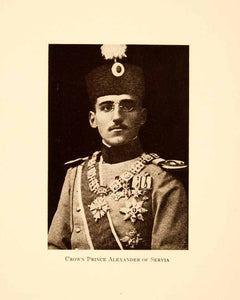 1918 Print Portrait Crown Prince Alexander Serbia Military Uniform Royalty XEK5