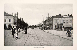 1918 Print Braila Romania Trolley Train Streetscape Cityscape Historic XEK7
