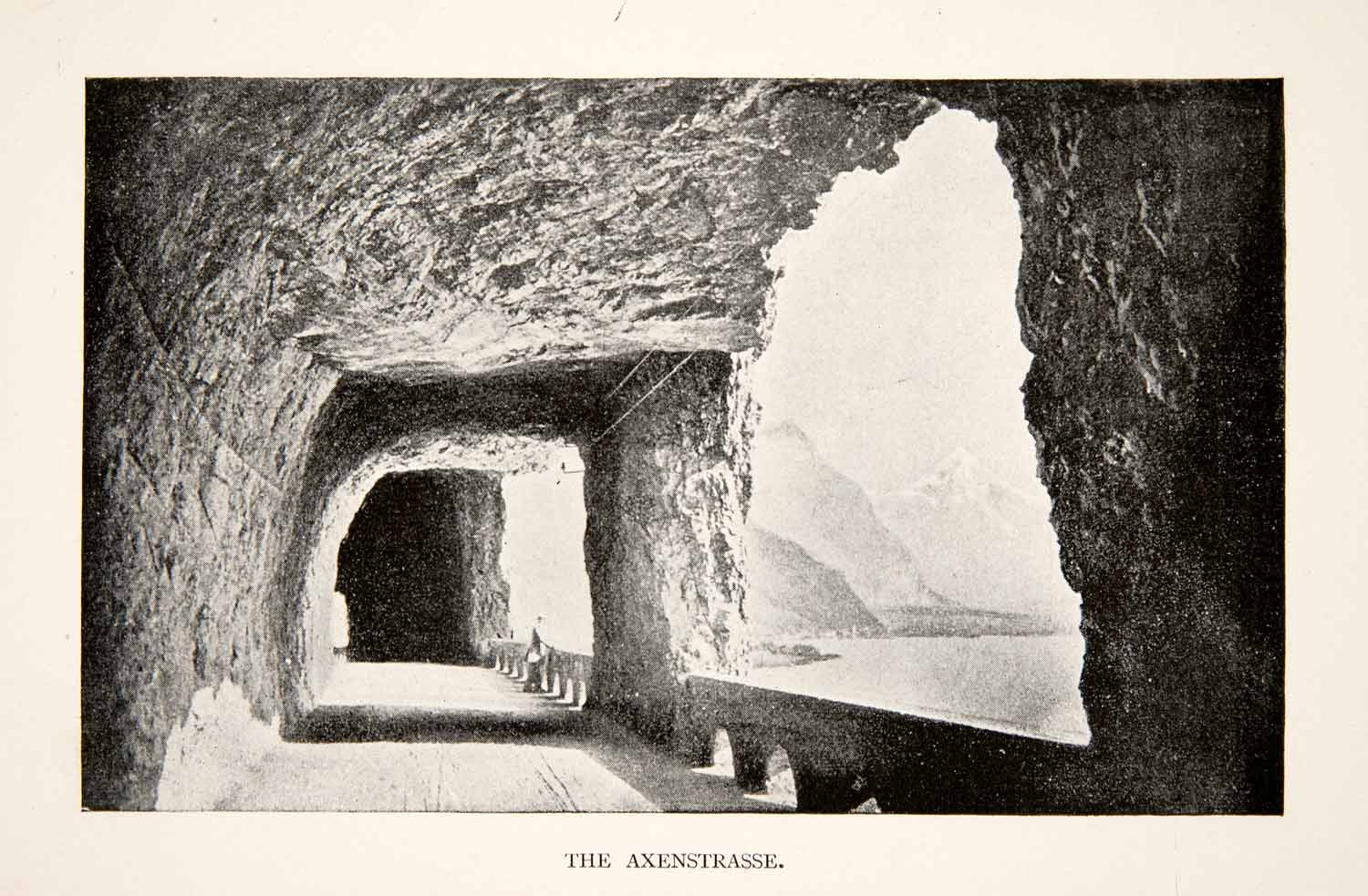 1897 Print Axenstrasse Switzerland Cave Road Construction Geology Historic XEK9