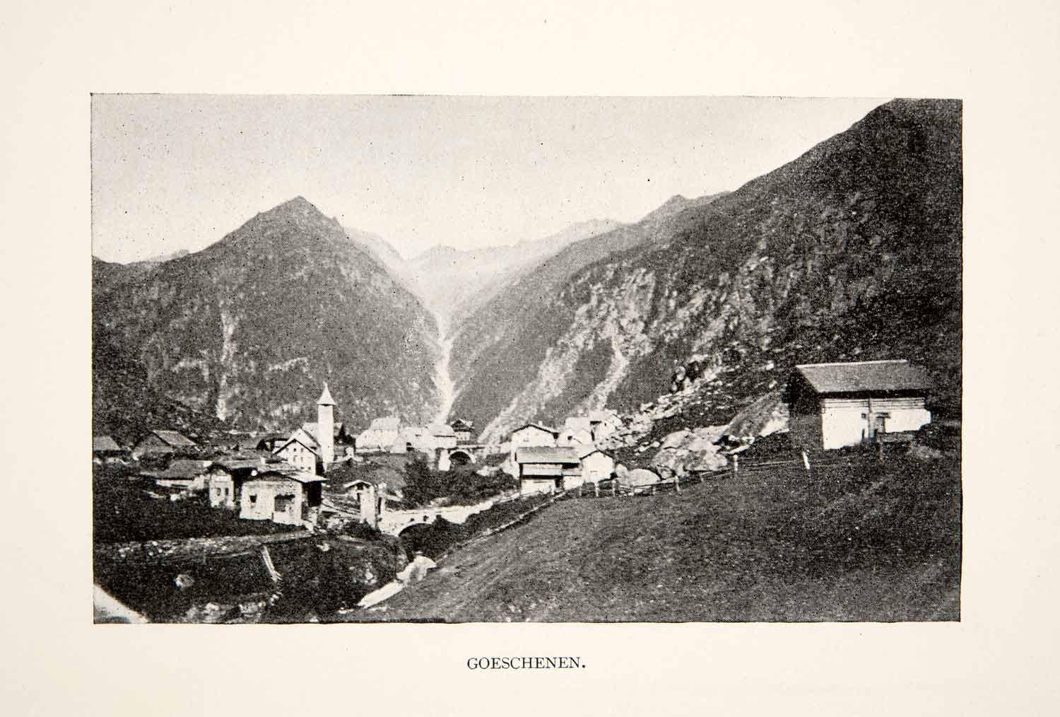 1897 Print Goschenen Switzerland Uri Canton Village Cityscape Historic XEK9