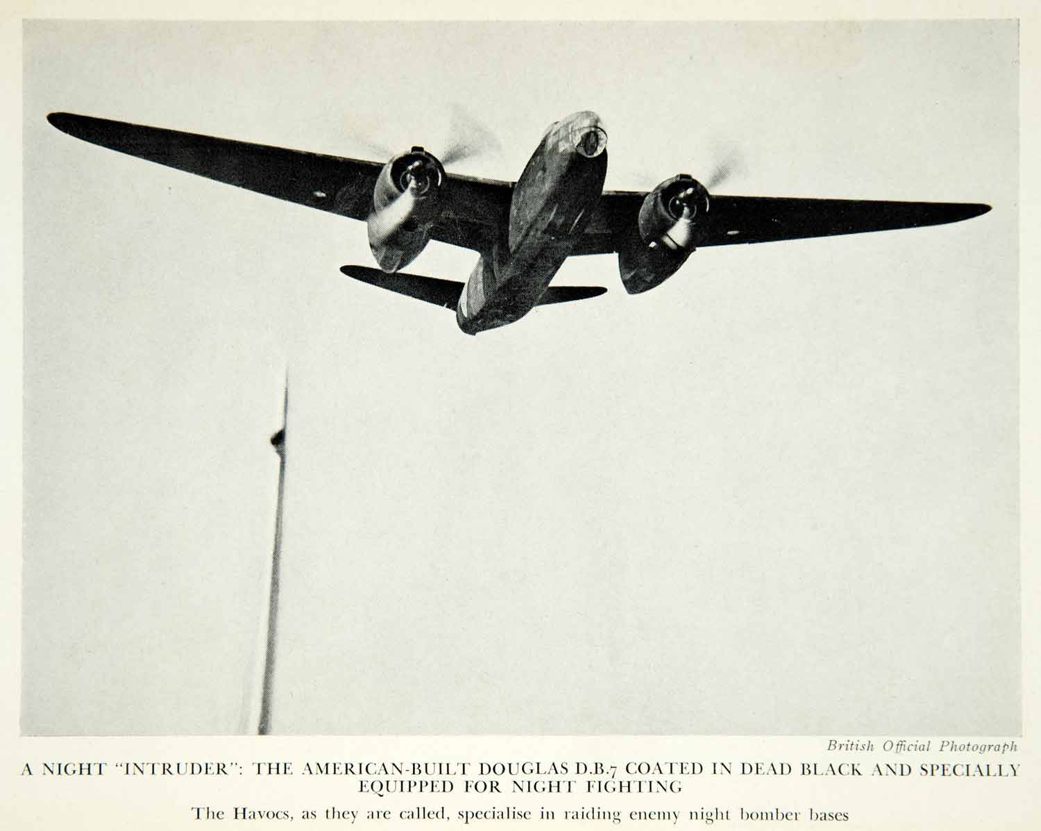 1943 Print World War II Night Intruder Havocs Douglas db-7 A-20 American XEKA1
