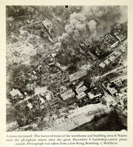 1944 Print World War Two Pacific Theatre Nauru Pleasant Island Bombardment XEKA3