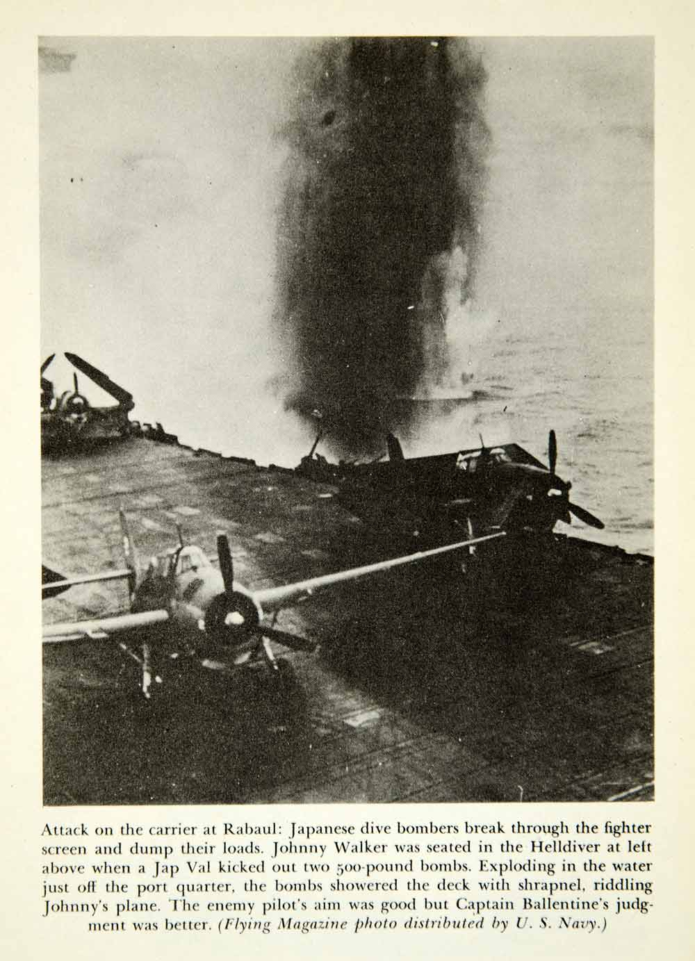 1944 Print World War Two Pacific Theatre Aircraft Carrier Japanese Attack XEKA3