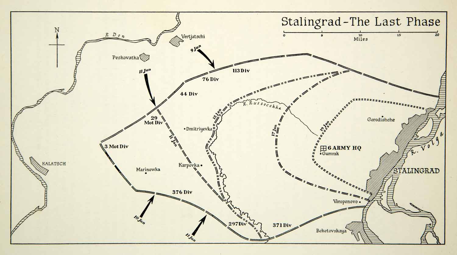1956 Print Russian German Stalingrad Last Phase Army WWII River Volga XEKA5