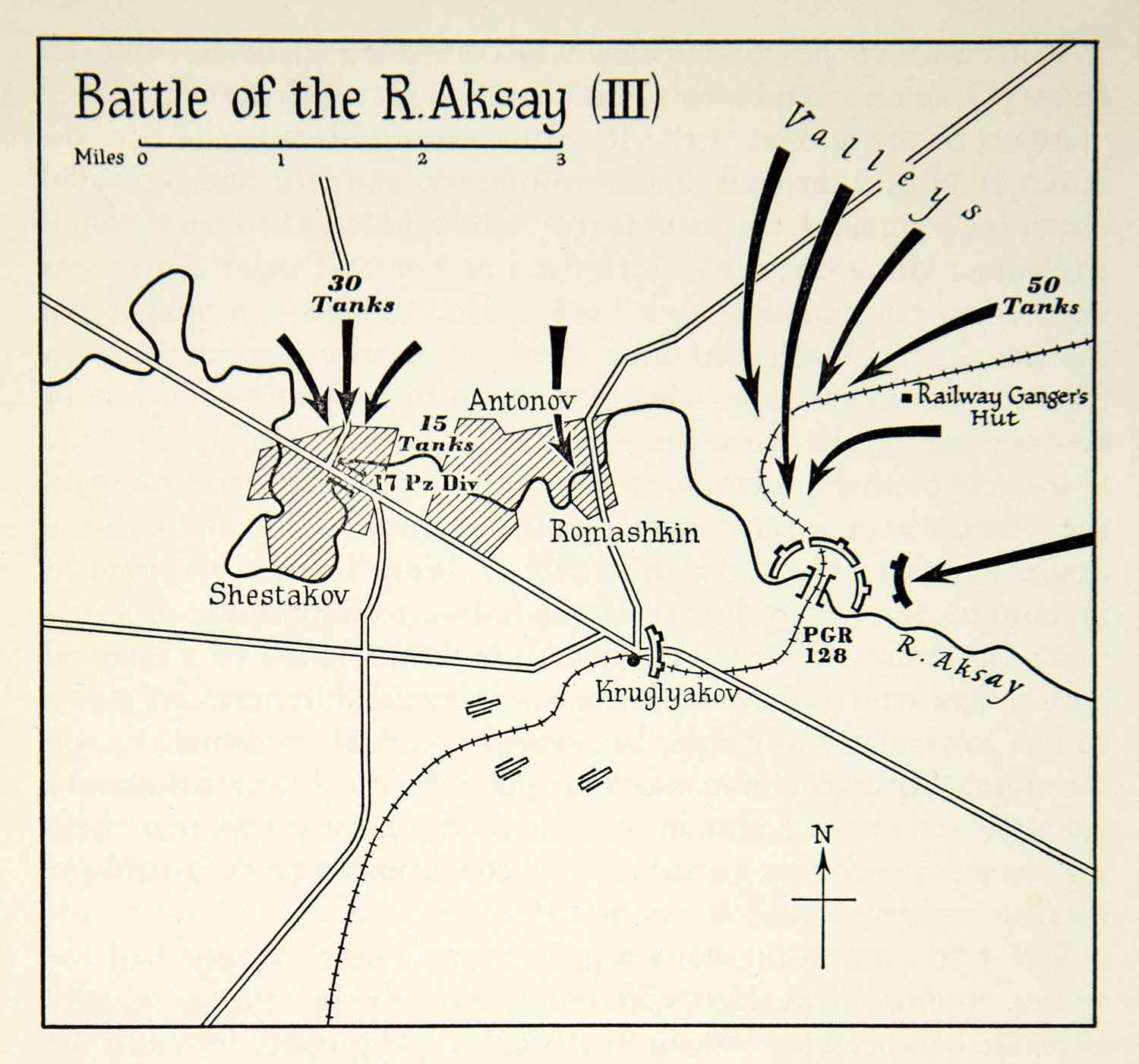 1956 Print Battle R Aksay World War II Layout Map Russia Military Army XEKA5