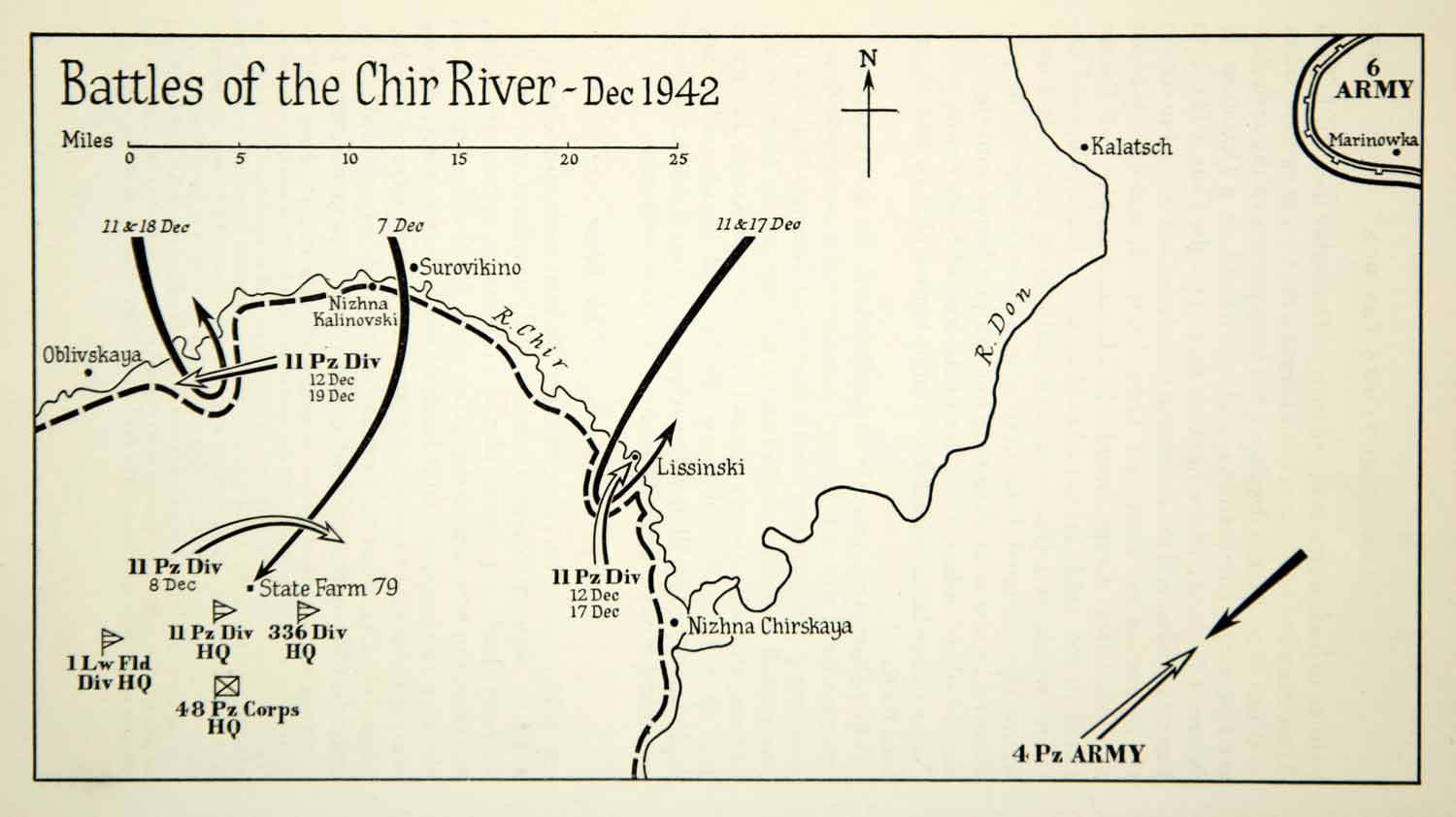 1956 Print World War II Battle Chir River Map Layout Military Army Russi XEKA5