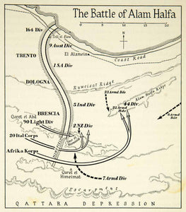 1956 Print Layout Map Army Russia Battle Alam Halfa World War II Bologna XEKA5