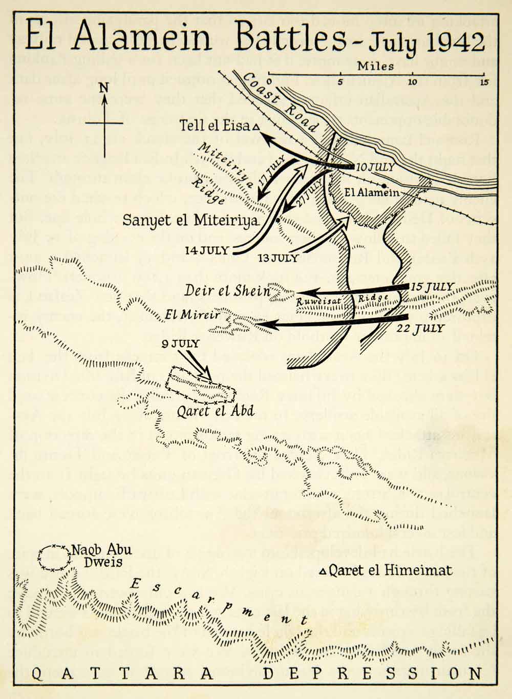 1956 Print Map Layout El Alamein Battles World War II Russia Military Tell XEKA5