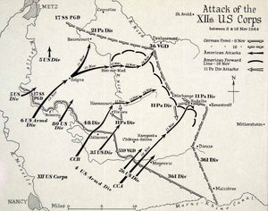 1956 Print Map US Corps German Americans Metz Faulgurmont Benestroff XEKA5