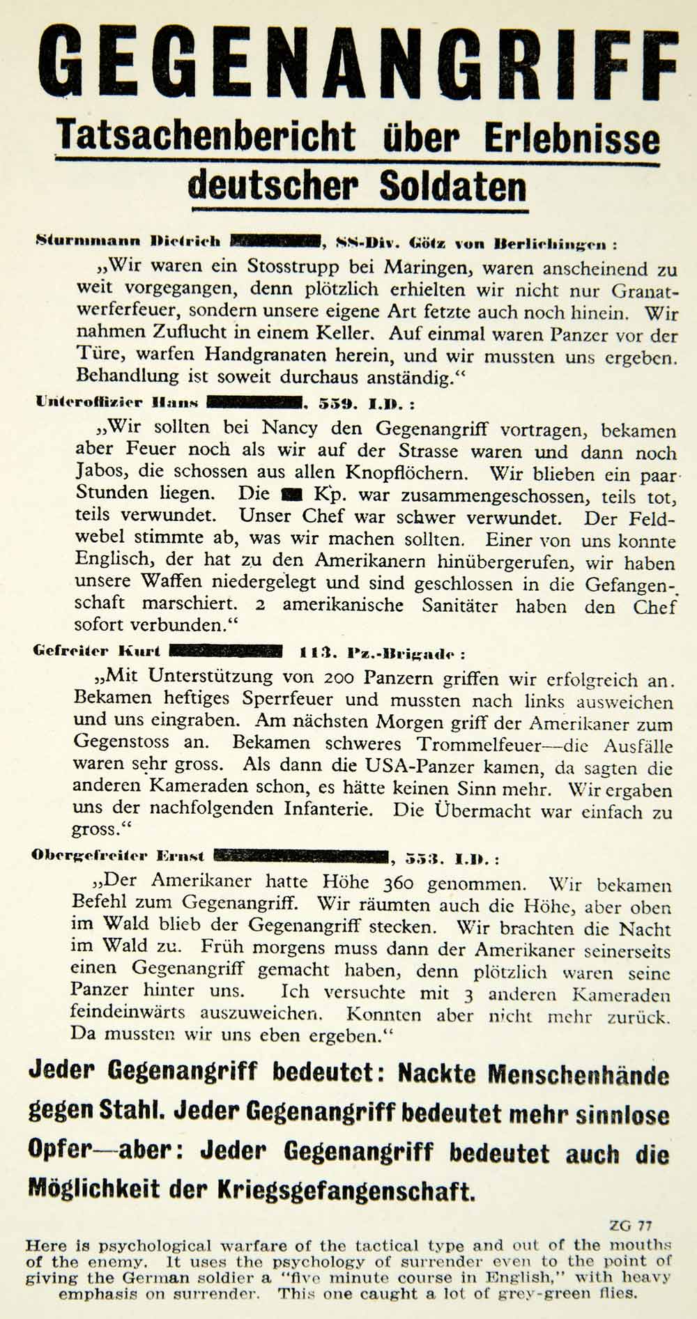 1946 Print American Propaganda German Leaflet Psychological Warfare XEKA8