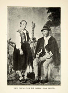 1907 Print Slav Couple Ciceria Trieste Traditional Dress Peasant Eastern XEKA9