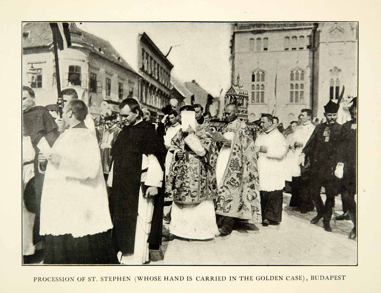 1907 Print Budapest Procession St. Stephen Hand Religious Parade Relic XEKA9