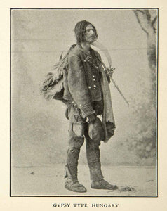1907 Print Hungarian Gypsy Romani Traditional Man Portrait Nomadic XEKA9