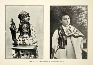 1907 Print Croation Children National Traditional Dress Costume Vest Girl XEKA9