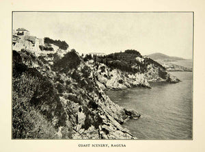 1907 Print Ragusa Croatia Landscape Coast Mediterranean Sea Cliffs XEKA9