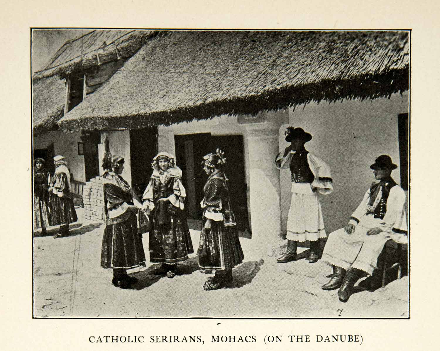 1907 Print Catholic Serbian Mohacs Danube Baranya Hungary Traditional XEKA9
