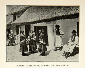1907 Print Catholic Serbian Mohacs Danube Baranya Hungary Traditional XEKA9