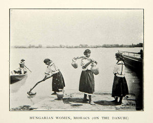 1907 Print Hungarian Women Mohacs Traditional Water Jugs Eastern European XEKA9