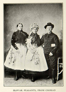 1907 Print Slovak Peasants Csomad Pest Hungary Traditional Clothing Dress XEKA9