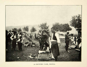 1907 Print Country Fair Bosnia Traditional Market Costume Eastern Europe XEKA9