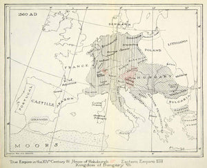1907 Print Map Europe Habsburgh Hungary France Poland Tyrol Brunswick XEKA9