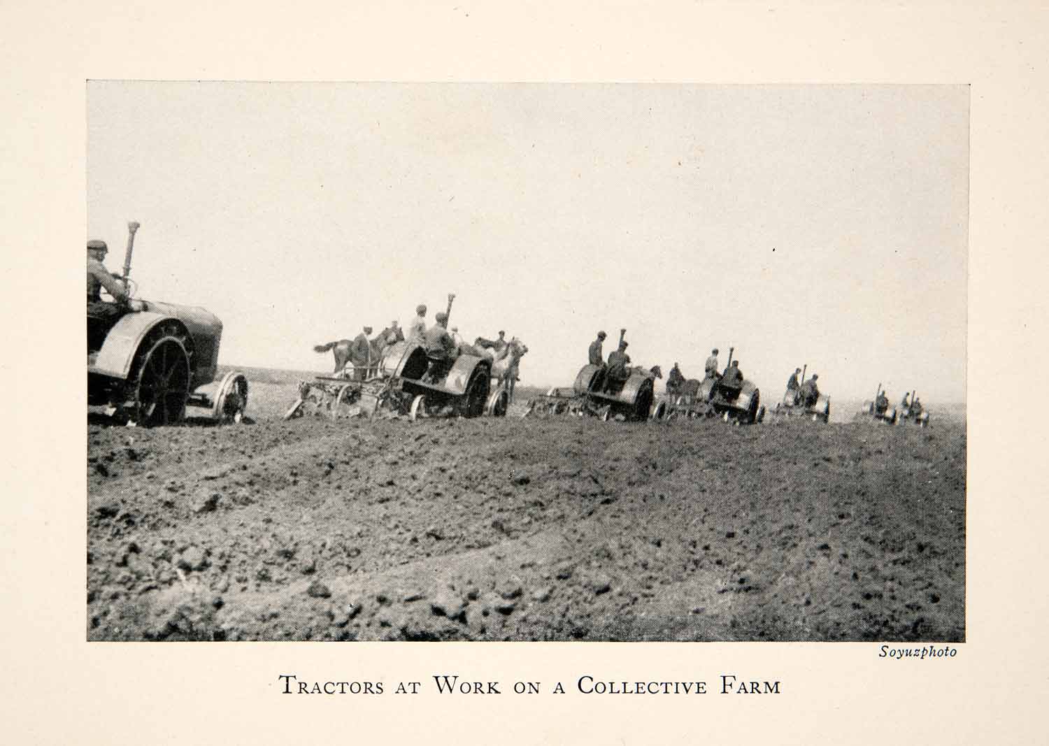 1935 Print Soviet Union Tractors Agriculture Collective Farm Planting Field XEL1