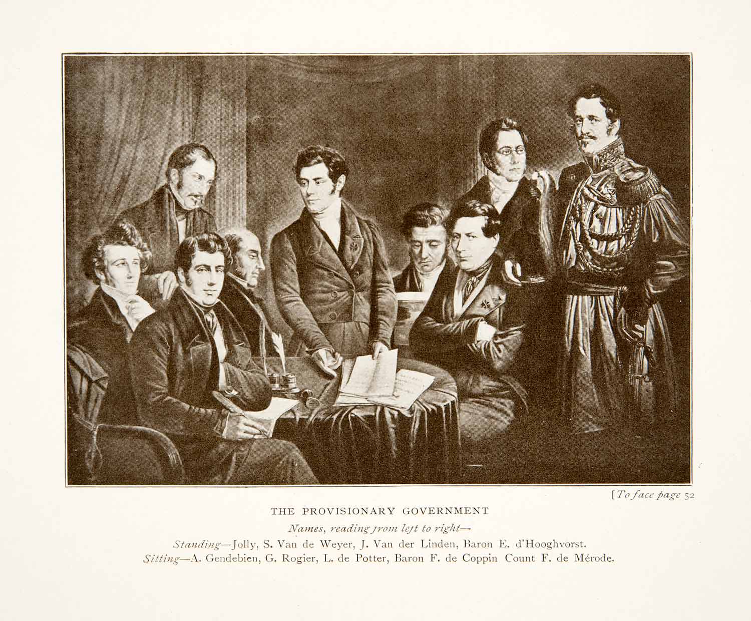 1914 Print Portrait Provisionary Government Belgium Weyer Linden Gendebien XEL2