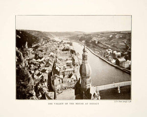 1914 Print Dinant Belgium Namur River Cityscape Citadel Gothic Church Notre XEL2