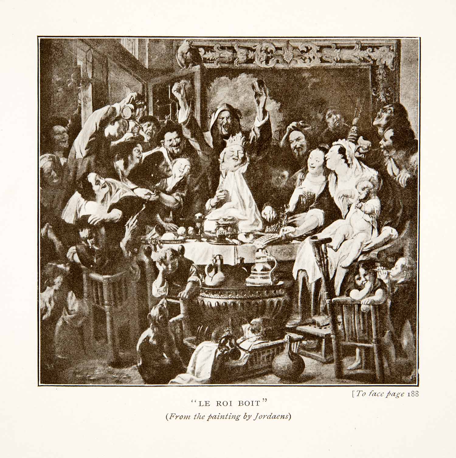 1914 Print Le Roi Boit Jacob Jordaens Flemish Baroque King Drinks Revelry XEL2