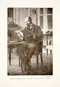 1914 Print Portrait Emile Vandervelde Belgian Parliament Labour Party XEL2